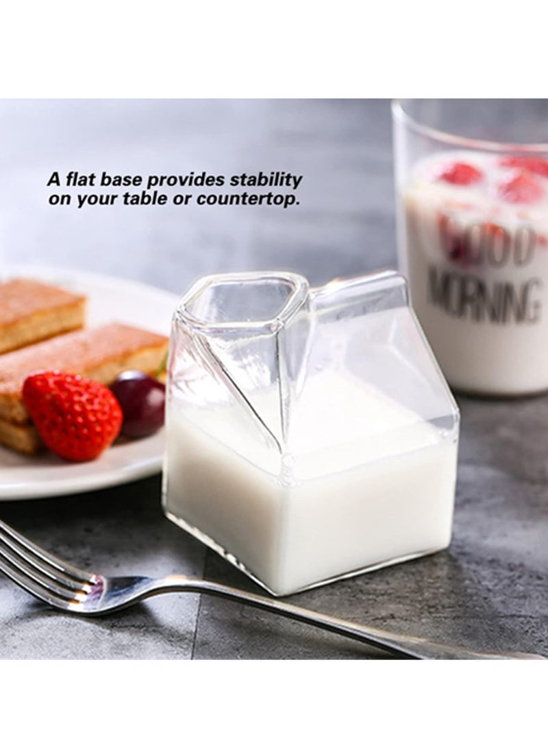 أوزيغالور إبريق مقشدة زجاجي من كرتون الحليب الكرتوني زجاجي كوب كرتون حليب شفاف لطيف وعاء مقشدة صغير - Image 2