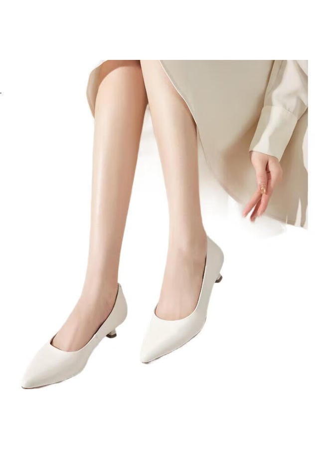 YEARCON أحذية عمل نسائية بكعب رفيع للانتقال، أحذية فردية نسائية عصرية بكعب عالٍ 26901W أبيض 37 - Image 2