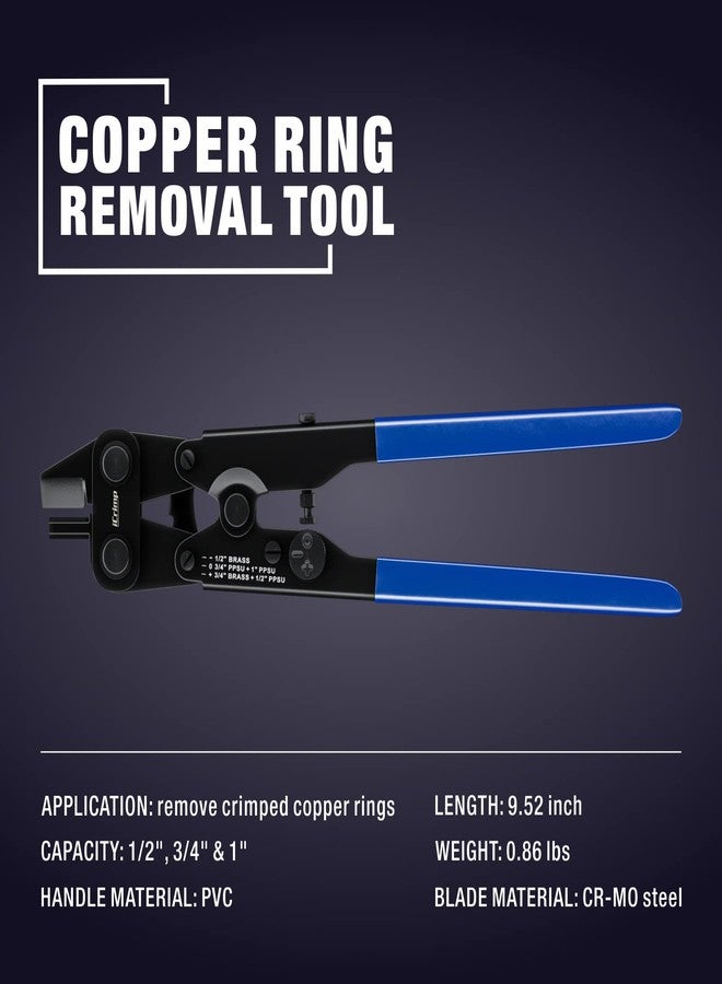 IWISS Copper Ring Removal Tool Decrimping Tool for ASTM F1807 1/2",3/4"and 1" PEX Ring - Image 2