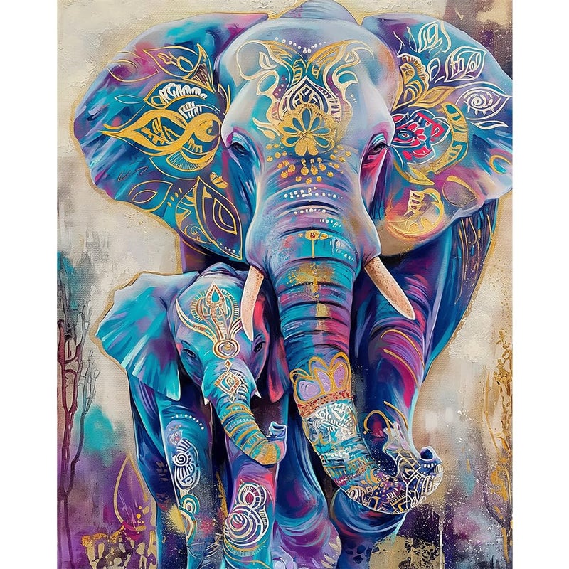 Natuyalo Animals Paint by Numbers Kit for Adults Elephants Family Paint by Number on Canvas Without Frame DIY Acrylic Painting for Ideal Gift Home Wall Decor 16x20 Inch