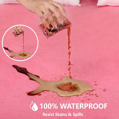 Daksh 100% Waterproof Mattress Protector King Size, 78x72 Inch |Ultra Soft Cotton Feel Terry Mattress Cover, Breathable & Hypoallergenic Fitted Bed Protector - 78"x72", 6.5x6 Feet, King Size, Pink - Image 3