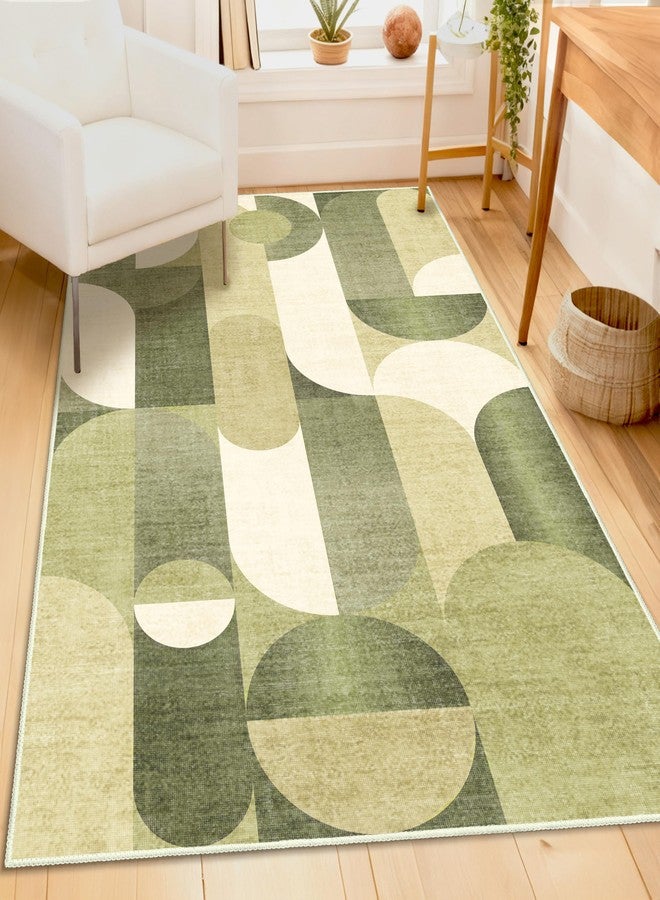 Castage Green Rug 3x5 Washable Area Rugs for Bedroom Living Room Kitchen Entryway Bedside,Modern Geometric Non Slip Small Carpet - Image 1