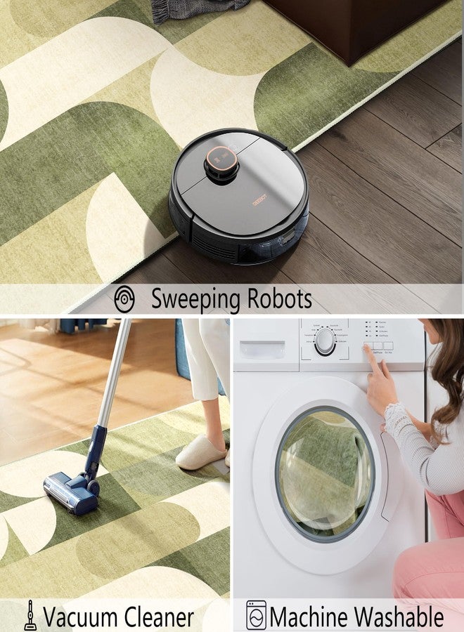 Castage Green Rug 3x5 Washable Area Rugs for Bedroom Living Room Kitchen Entryway Bedside,Modern Geometric Non Slip Small Carpet - Image 5
