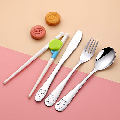 Poylim Kids Silverware, Poylim Stainless Steel Children Flatware Set, Toddler Utensils Set of 5, Multi Color - Image 4