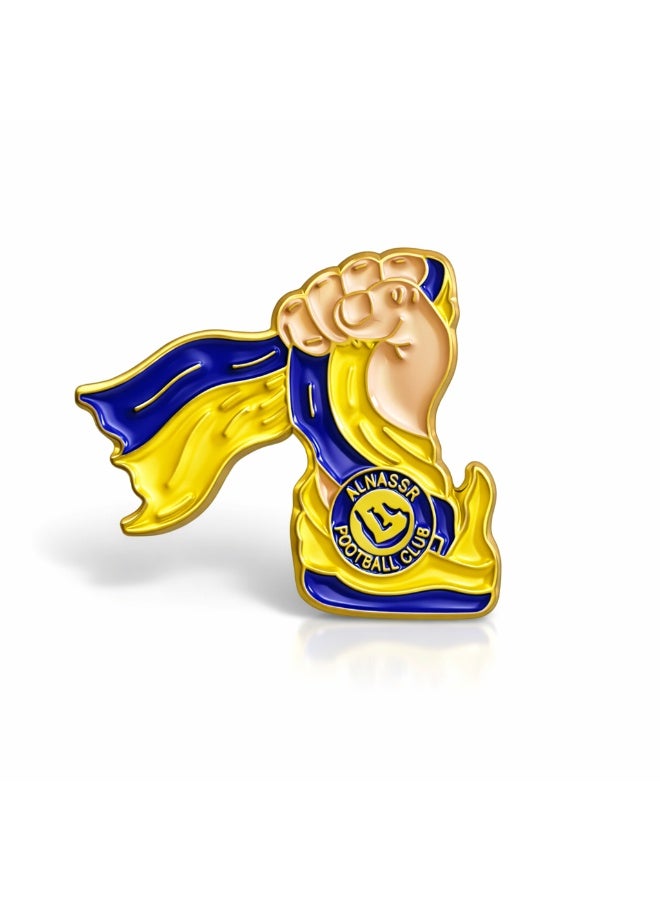 Al Nassr FC Metal Sticker Set – 2PCS Premium Yellow & Blue Enamel Emblems Featuring Cap and Scarf‑in‑Hand Designs, Symbolizing Saudi Pride, Victory Spirit, and Elite Fan Passion for Phones, Laptops, and Accessories - Image 2
