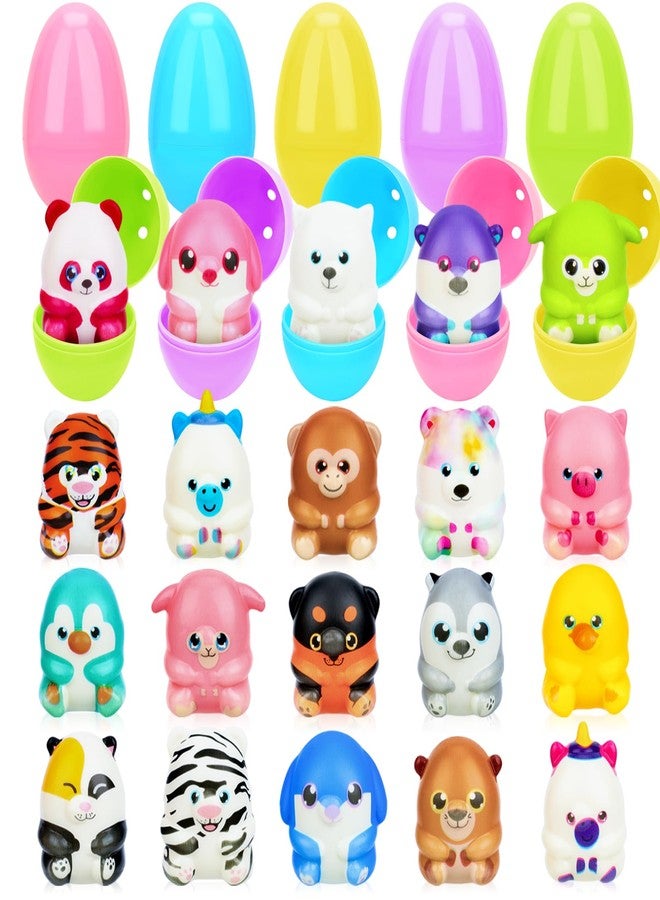 Gralima 20 Pack Easter Eggs with Animal Squishy Toys Easter Basket Stuffers Fillers Plastic Easter Egg Hunt Easter Party Favors for Kids Boys Girls - Image 1
