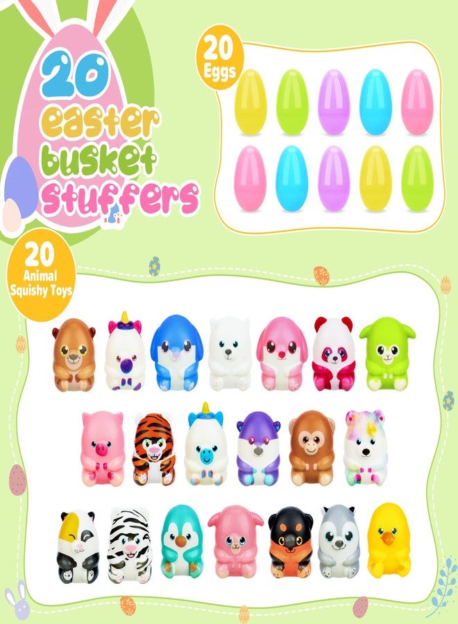 Gralima 20 Pack Easter Eggs with Animal Squishy Toys Easter Basket Stuffers Fillers Plastic Easter Egg Hunt Easter Party Favors for Kids Boys Girls - Image 2