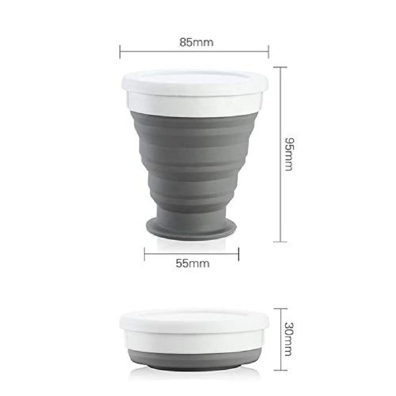 TASKHOUSE Collapsible Outdoor Travel Cup Silicone Folding Water Cups with Lids Drinking Glasses Hot Mug - 200 ML (Pack of 2, Black) - Image 5