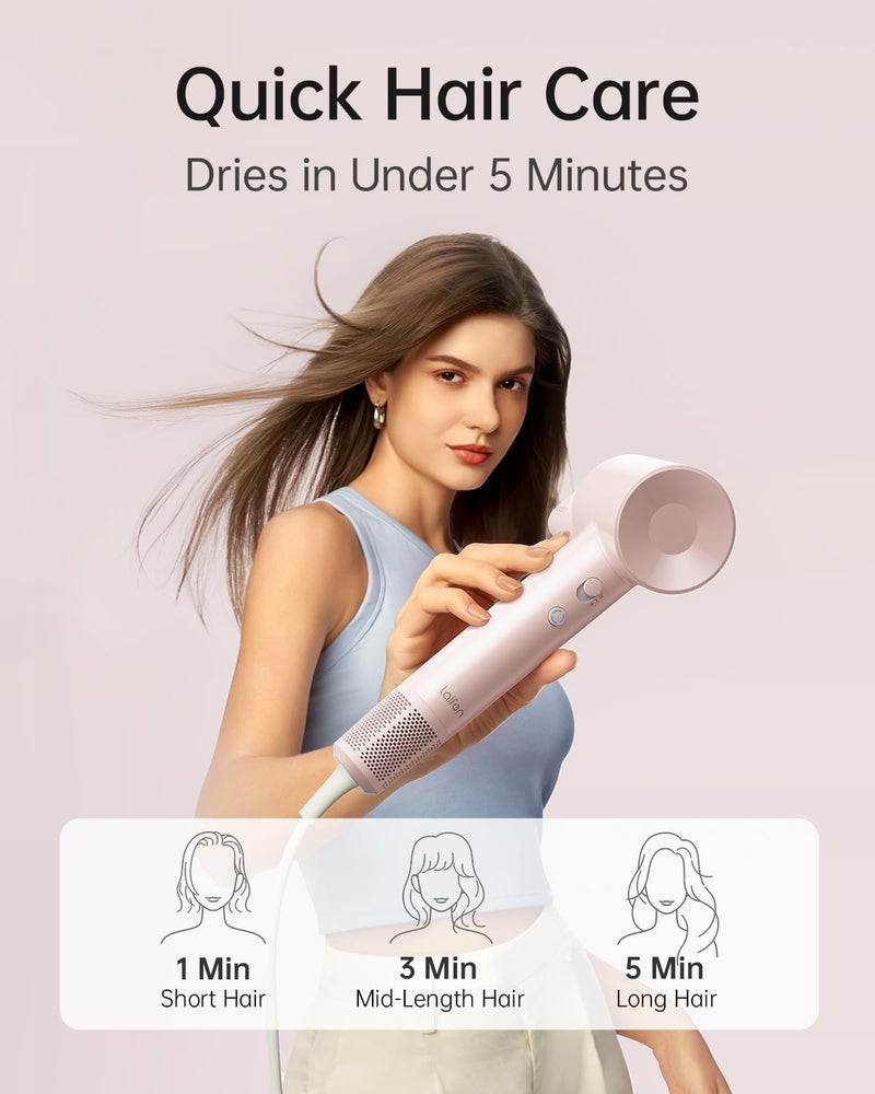 Laifen Hair Dryer SE Lite Pink, 150 Million Negative Ionic Blow Dryer with 100,000 RPM Brushless Motor, 1400 Watt Powerful Fast Drying High-Speed Low Noise Hairdryer, Lightweight and Compact Design - Image 2