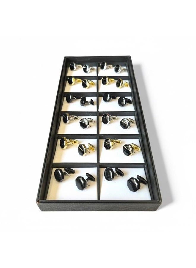 ركس طقم كبك رجالي فاخرة مجموعة متنوعة من الكف لينك بتصميم كلاسيكي و عصري مكونة من 12 زوج من الكبك 69848