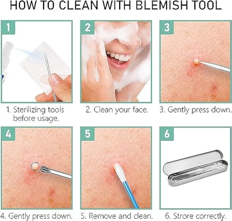 8 Pcs Blackhead Remover Tool Kit with Metal Case, Acne Comedone Clip Blackhead Tweezer for Ingrown Hair Removal - Image 4