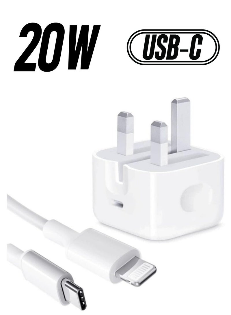【MFi Certified】 iPhone 20W Charger Plug and 2M USB C to Lightning Cable PD Fast Charger USB C Plug Data Lead Compatible with iPhone 14/14 Plus/14 Pro/14 Pro Max/13/12/11/11 Pro/XS Max/XR/X/8/7/iPad - Image 1