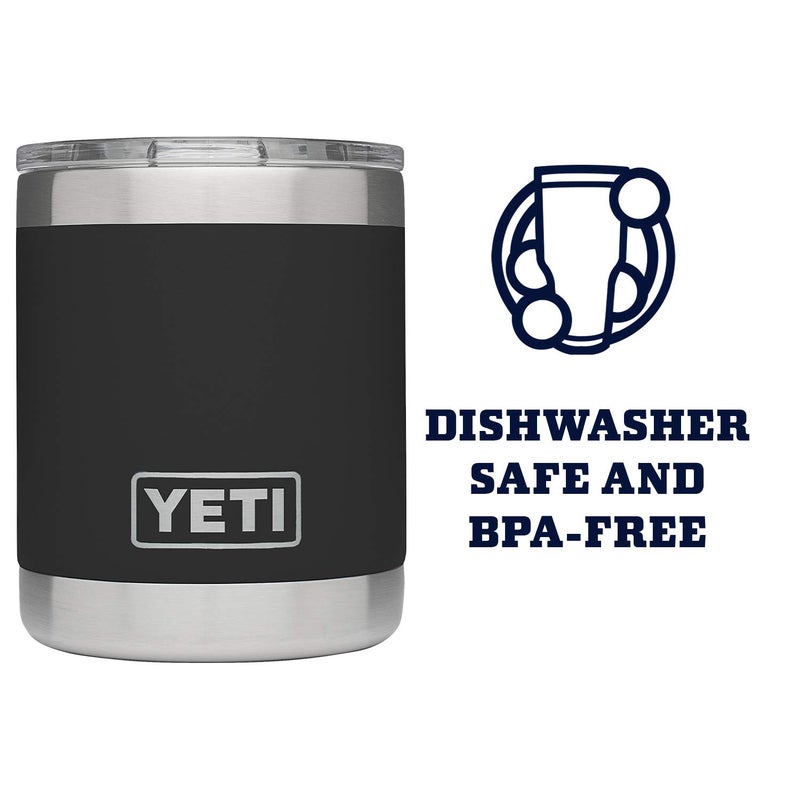 YETI Rambler 10 oz Lowball, Vacuum Insulated, Stainless Steel with MagSlider Lid, Black - Image 3