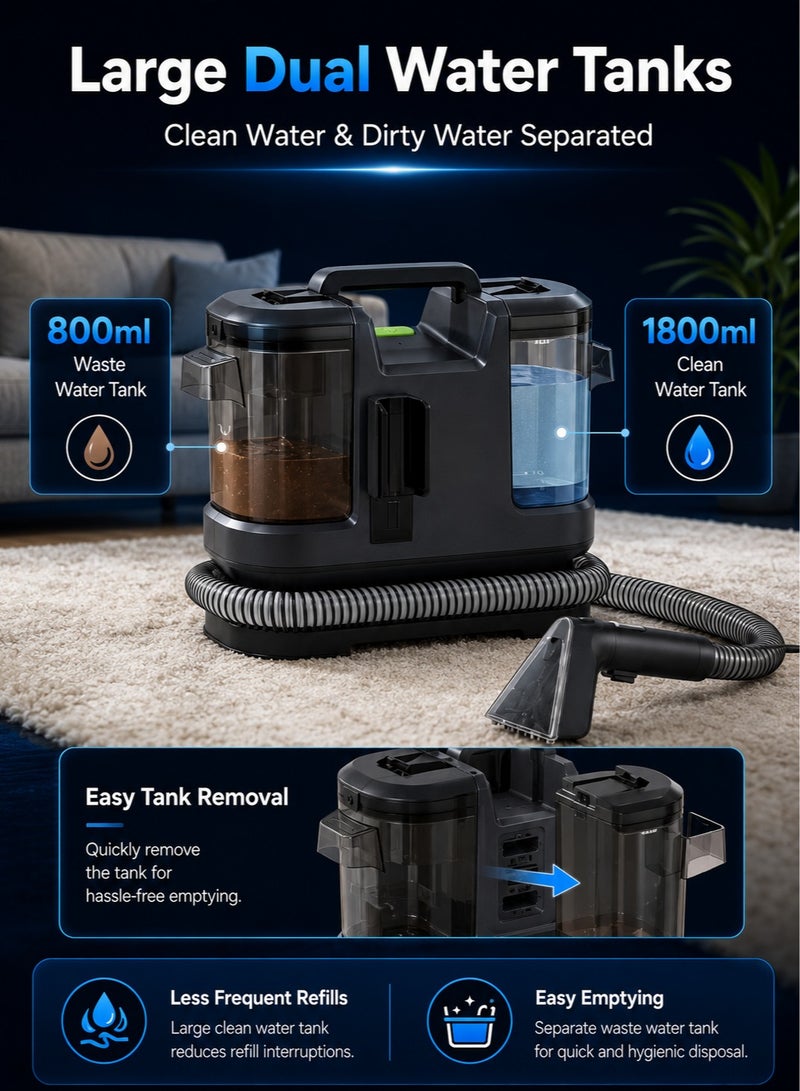 Panda Carpet Cleaner Wired Dry & Wet Cleaner, Removes Tough Spot & Stain, Easy To Use on Multi Surfaces: Sofa, Car And Upholstery 500W Black - Image 4