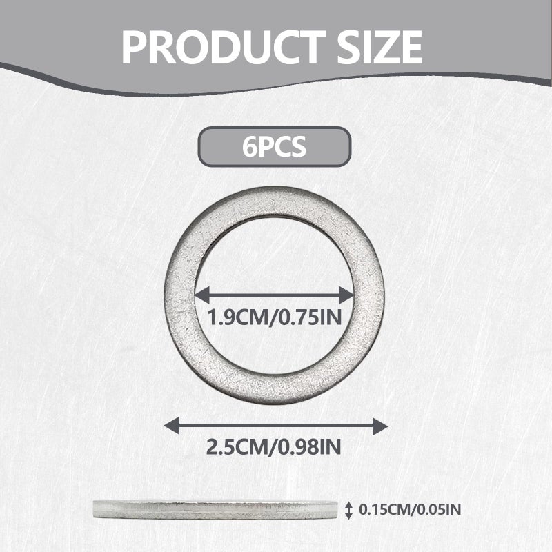 BSAMZO 6pcs Transmission Fluid & 6pcs Rear Differential Oil Drain Plug Washer Gasket Seal - 20mm+18mm Replacement for Honda Acura Civic Accord Odyssey CRV Pilot Fit, OEM PN Part# 94109-2000 & 90471-PX4-000 - Image 2