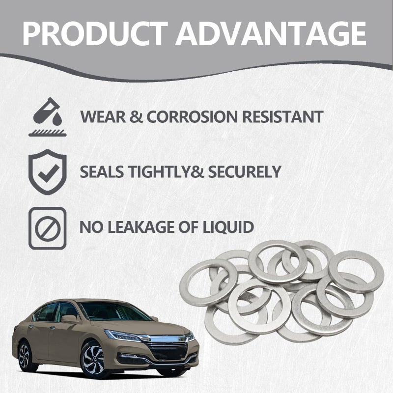 BSAMZO 6pcs Transmission Fluid & 6pcs Rear Differential Oil Drain Plug Washer Gasket Seal - 20mm+18mm Replacement for Honda Acura Civic Accord Odyssey CRV Pilot Fit, OEM PN Part# 94109-2000 & 90471-PX4-000 - Image 5