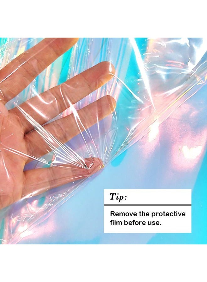 لفائف قماش الفينيل الهولوجرافيك 30 سم × 135 سم، قماش PVC شفاف متلألئ، جلد صناعي مقاوم للماء للحرف، ديكور DIY (أزرق متلألئ) - Image 4
