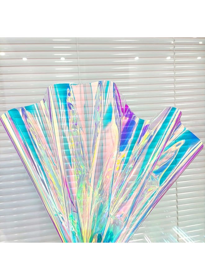 لفائف قماش الفينيل الهولوجرافيك 30 سم × 135 سم، قماش PVC شفاف متلألئ، جلد صناعي مقاوم للماء للحرف، ديكور DIY (أزرق متلألئ) - Image 5