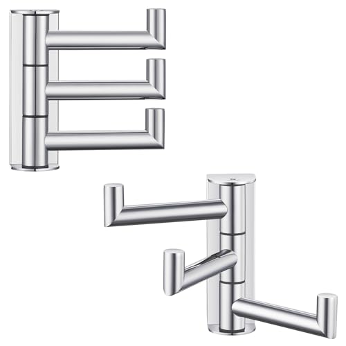 Suyar Swivel Towel Hook Polished Chrome SUS 304 Stainless Steel Robe Holder for Bathroom with 3 Arms 2 Pack - Image 1