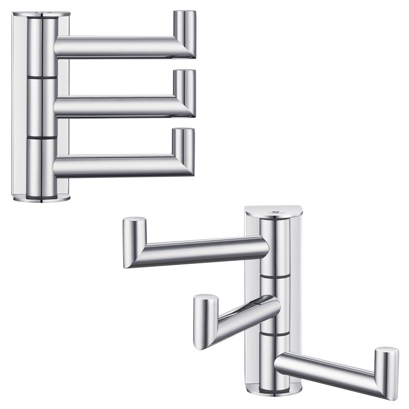 Suyar Swivel Towel Hook Polished Chrome SUS 304 Stainless Steel Robe Holder for Bathroom with 3 Arms 2 Pack - Image 2