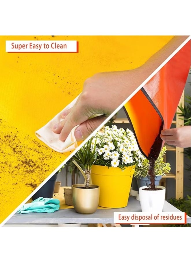 Realfrog Repotting Mat for Indoor Plant Transplanting and Potting Soil Mess Control Portable Succulent Planting Potting Tray (Orange 26" x 26")  - Image 4