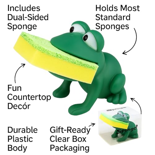 Dependable Products Frog Sponge Holder for Kitchen Sink – Cute Animal Design with Dual-Sided Sponge – Fun Novelty Gift for Counter, Sink, or Dishwashing – Dependable Industries Inc. Essentials - Image 4
