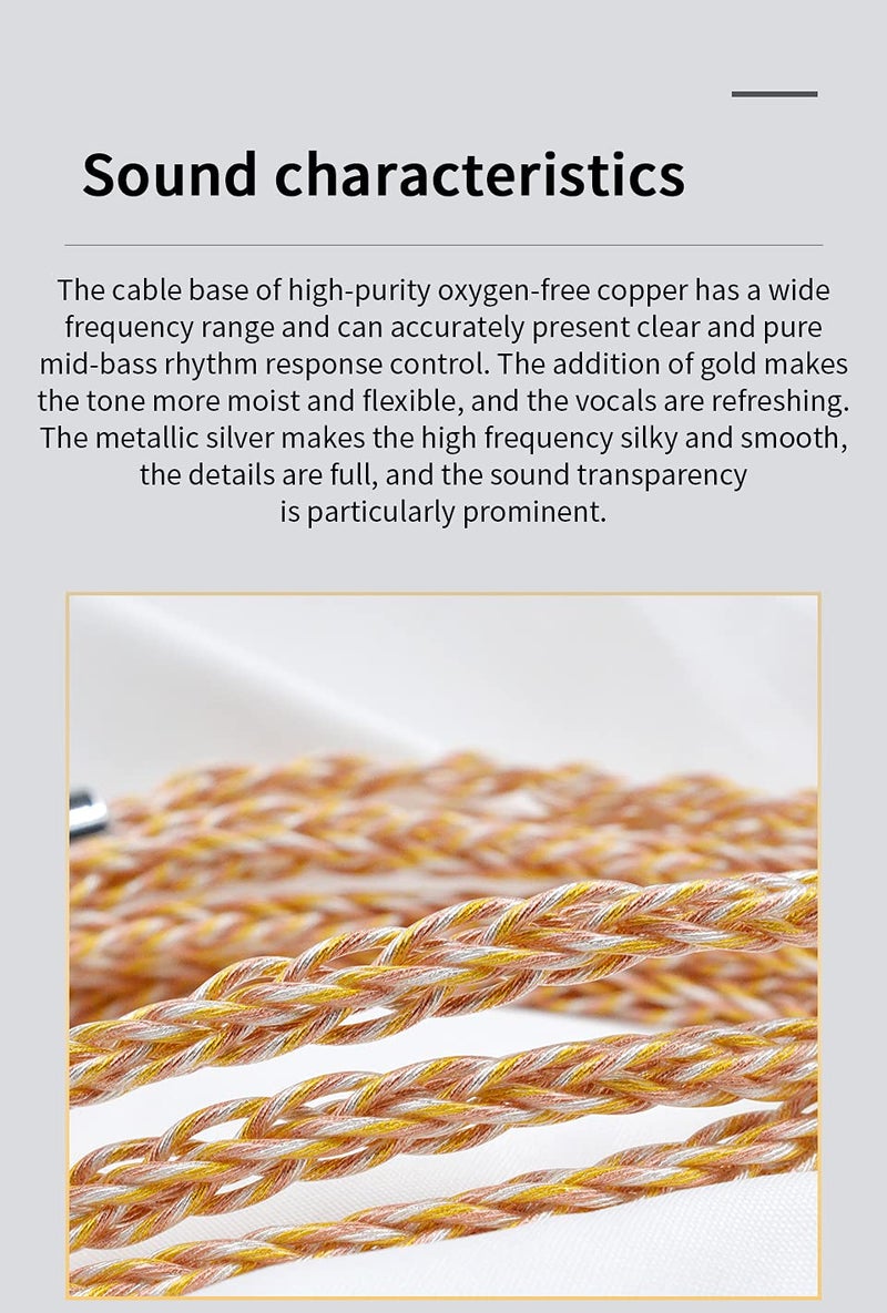 CCA KZ Gold Silver Plated IEM Cable, Upgrade Headphone Wire for KZ ZS10 PRO/ZSN Pro X/ZSN PRO/ZSX/ZSN/AS12/AS16/ZAX/DQ6 C12/CA16/CA4/NRA - Image 4