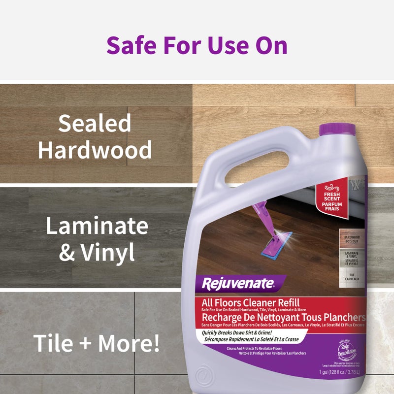 Rejuvenate All Floors Cleaner Refill, Breaks Down Dirt and Grime, Cleans and Protects Floors Throughout Your Home, Including Sealed Hardwood, Tile, Vinyl, Laminate and More, 1 Gallon - Image 4