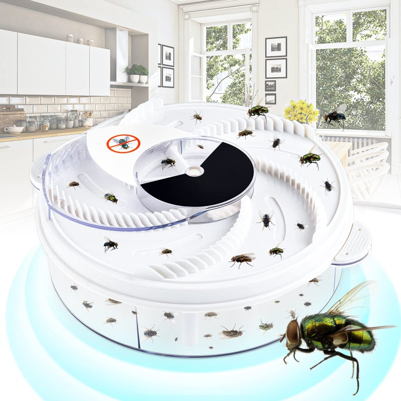 Qualirey Electric Fly Trap Fly Catcher Pest Device Gnat Flying Insect Trap Automatic Indoor Pest Traps Reject Control Catcher Repellents Tools for Patios Ranch (White,USB) - Image 1