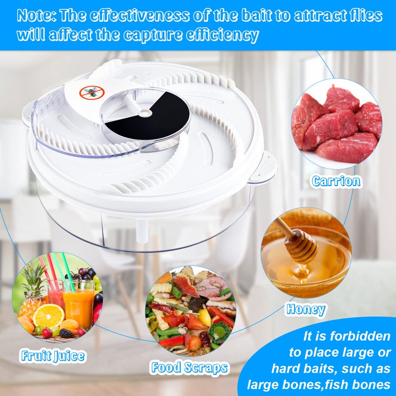 Qualirey Electric Fly Trap Fly Catcher Pest Device Gnat Flying Insect Trap Automatic Indoor Pest Traps Reject Control Catcher Repellents Tools for Patios Ranch (White,USB) - Image 4