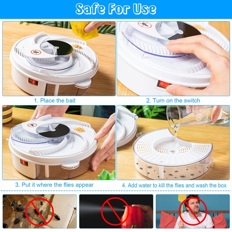 Qualirey Electric Fly Trap Fly Catcher Pest Device Gnat Flying Insect Trap Automatic Indoor Pest Traps Reject Control Catcher Repellents Tools for Patios Ranch (White,USB) - Image 2