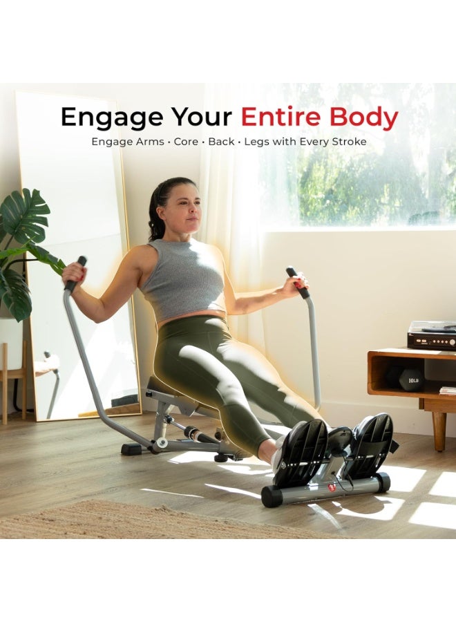 Sunny Compact Hydraulic Rowing Machine, Low Impact Rower with 12 Adjustable Resistance Level, Cardio Exercise Equipment for Home - Image 2