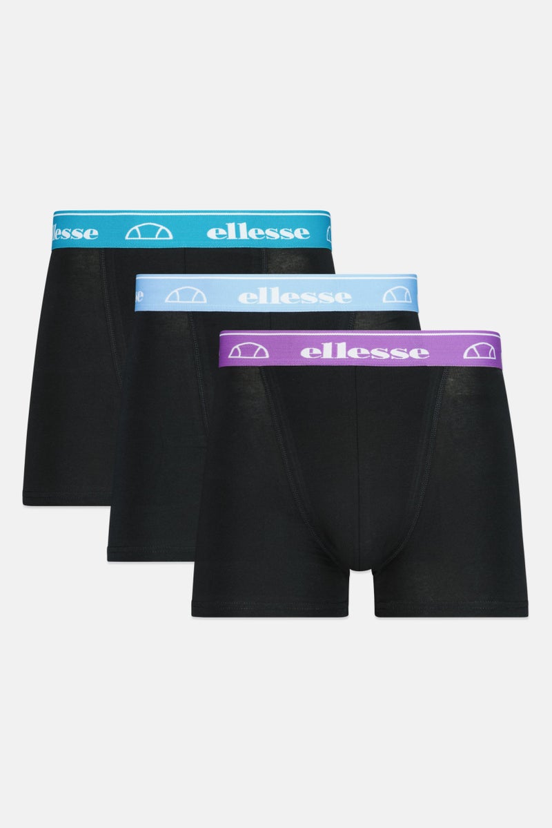 Ellesse Men 3 Pieces Brand Logo Trunks, Black  - Image 1