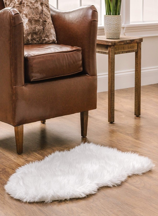 Chanasya Super Soft Faux Fur Fake Sheepskin White Sofa Couch Stool Casper Vanity Chair Cover Rug/Solid Shaggy Area Rugs for Living Bedroom Floor - Off White 2ftx3ft - Image 2
