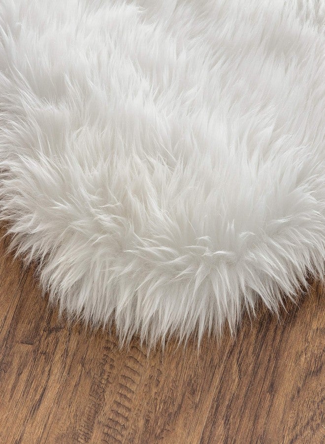 Chanasya Super Soft Faux Fur Fake Sheepskin White Sofa Couch Stool Casper Vanity Chair Cover Rug/Solid Shaggy Area Rugs for Living Bedroom Floor - Off White 2ftx3ft - Image 4