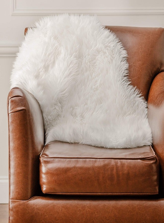 Chanasya Super Soft Faux Fur Fake Sheepskin White Sofa Couch Stool Casper Vanity Chair Cover Rug/Solid Shaggy Area Rugs for Living Bedroom Floor - Off White 2ftx3ft - Image 3