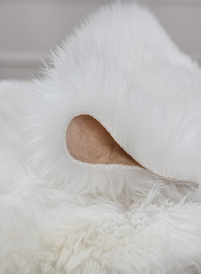 Chanasya Super Soft Faux Fur Fake Sheepskin White Sofa Couch Stool Casper Vanity Chair Cover Rug/Solid Shaggy Area Rugs for Living Bedroom Floor - Off White 2ftx3ft - Image 5
