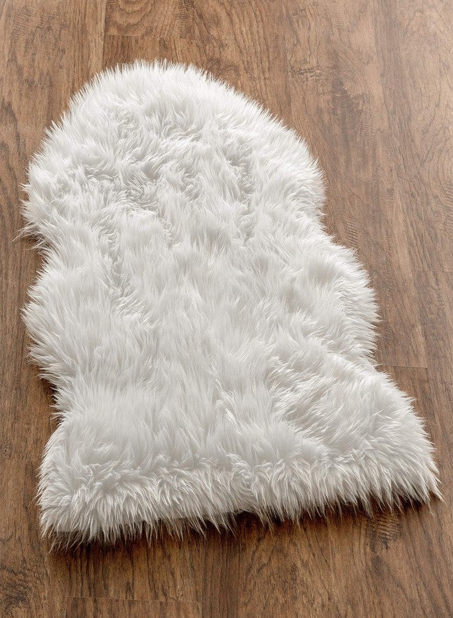 Chanasya Super Soft Faux Fur Fake Sheepskin White Sofa Couch Stool Casper Vanity Chair Cover Rug/Solid Shaggy Area Rugs for Living Bedroom Floor - Off White 2ftx3ft - Image 1