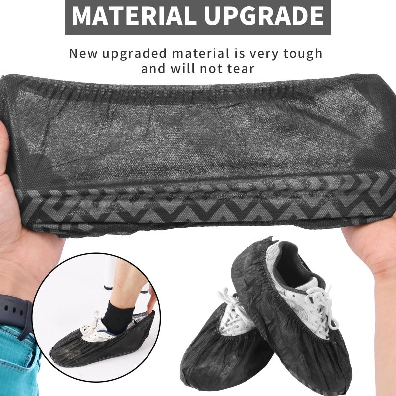 Frontline Shoe Covers Disposable Non-Slip 100 Pack, Premium Non-Woven Durable Booties Shoes Covers â€“ Water Resistant Thick Anti-Slip - One Size Fits Most by Frontline (Black 50 Pack) - Image 2