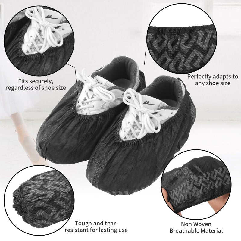 Frontline Shoe Covers Disposable Non-Slip 100 Pack, Premium Non-Woven Durable Booties Shoes Covers â€“ Water Resistant Thick Anti-Slip - One Size Fits Most by Frontline (Black 50 Pack) - Image 3