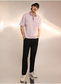 كامبوس سوترا Men's Rouge Pink Veined Polo T-Shirt  - Image 5
