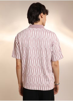 كامبوس سوترا Men's Rouge Pink Veined Polo T-Shirt  - Image 3