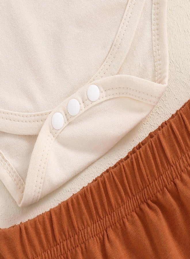Lamuusaa Newborn Baby Boy Halloween Outfit Cutest Pumpkin In The Patch Romper Long Pants Hat 3Pcs Fall Outfit 0-18M (Beige, 12-18 Months) - Image 4