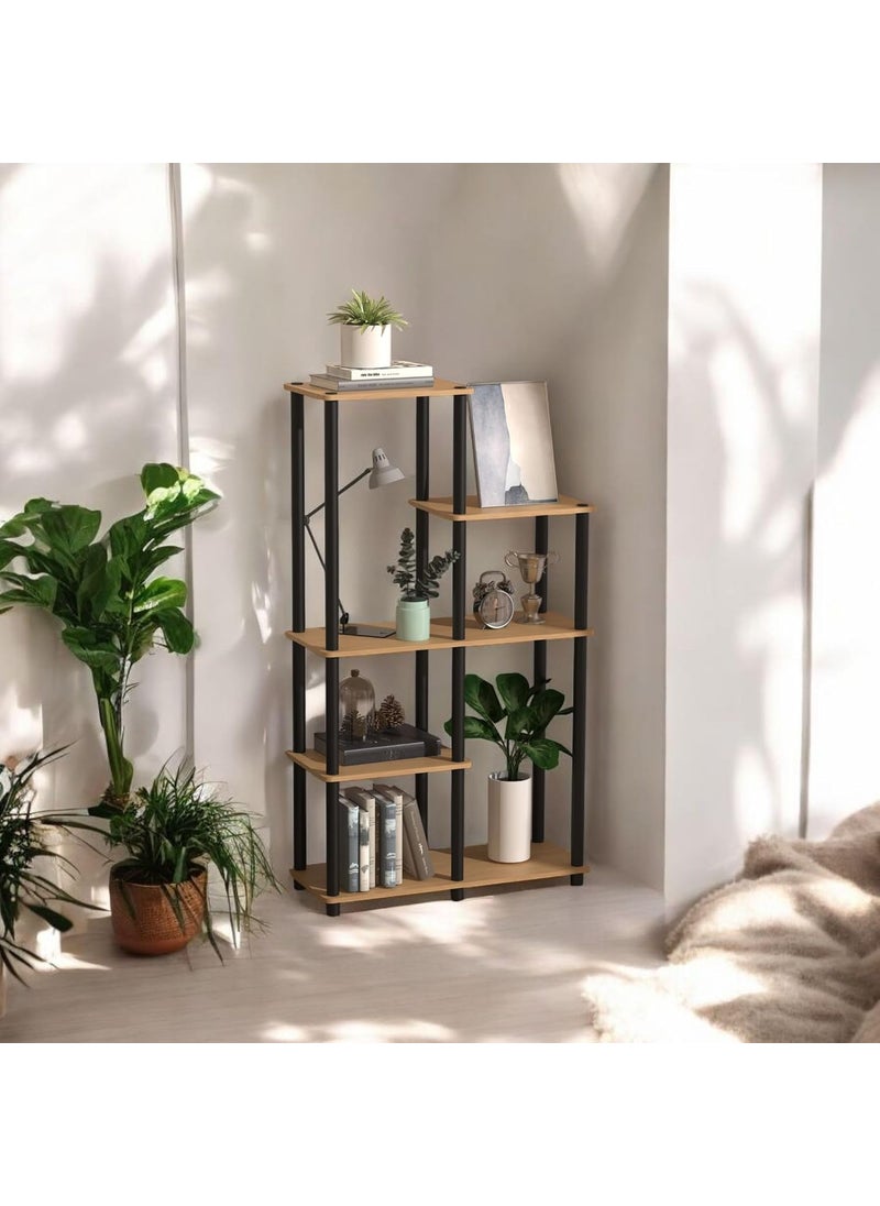Umi 5Tier Bookshelf Modern Open Display Storage Rack Bookcase Stand for Home Library Multipurpose Book Storage Display Organizer Rack for Living Room Showcase Stand 74x30x1315cm