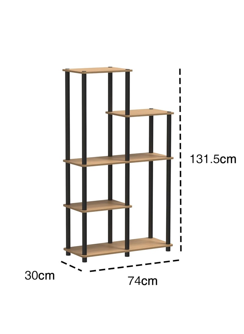 Umi 5Tier Bookshelf Modern Open Display Storage Rack Bookcase Stand for Home Library Multipurpose Book Storage Display Organizer Rack for Living Room Showcase Stand 74x30x1315cm