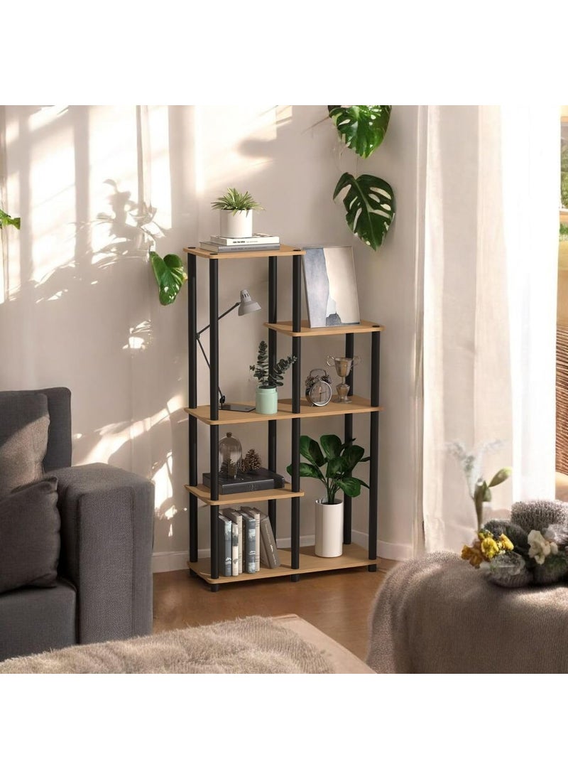 Umi 5Tier Bookshelf Modern Open Display Storage Rack Bookcase Stand for Home Library Multipurpose Book Storage Display Organizer Rack for Living Room Showcase Stand 74x30x1315cm