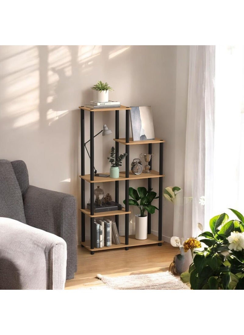 Umi 5Tier Bookshelf Modern Open Display Storage Rack Bookcase Stand for Home Library Multipurpose Book Storage Display Organizer Rack for Living Room Showcase Stand 74x30x1315cm