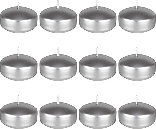 MEGA CANDLES Mega Candles 12 pcs Unscented Silver Floating Disc Candle, Hand Poured Paraffin Wax Candles 2 Inch - Image 1