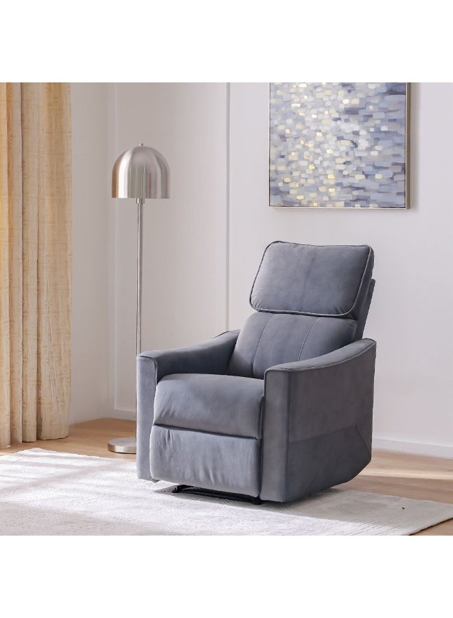 V2 Warwik 1 Seater Fabric Recliner Chair – Comfortable Reclining Armchair for Living Room, Home Theater, Lounge – Modern Relaxing Single Sofa Seat - Charcoal
