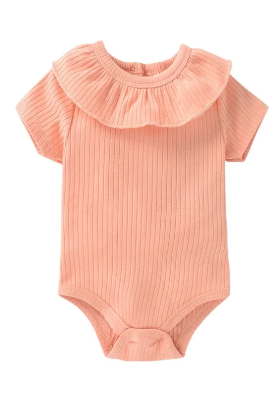 بمبىمىشى Bambimici Plain Peach Short Sleeve Bodysuit